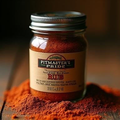 A jar of Pitmaster's Pride BBQ rub.
